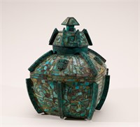 Bronze inlaid turquoise furnace before Ming Dynast