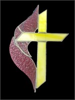 Stained Glass Red & Yellow Cross