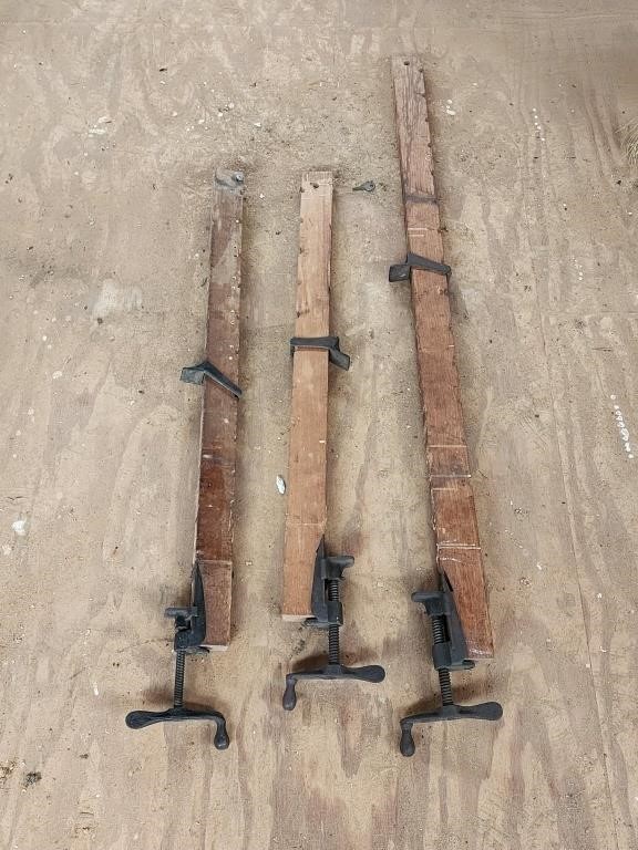 3 Antique Wooden Bar Clamps