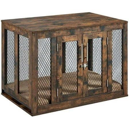 UniPaws Medium Pet Crate with Tray - Rustic