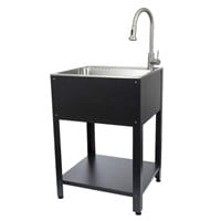 23.9x21.9 in. SS Laundry Sink w/Faucet Stand
