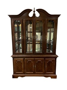 China Cabinet, mirrored back, lighted, over 4