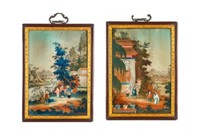 TWO CHINESE EXPORT REVERSE MIRROR PAINTINGS