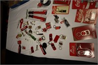 Lot of Coca Cola Collector Items- Key Chains,