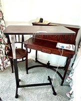 Adjustable Bed Tray Table Swing Arm on Casters