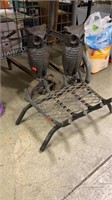 Fireplace Grate with Owl Andirons