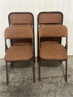 4 Metal folding Chairs W Fabric Seats & Backs