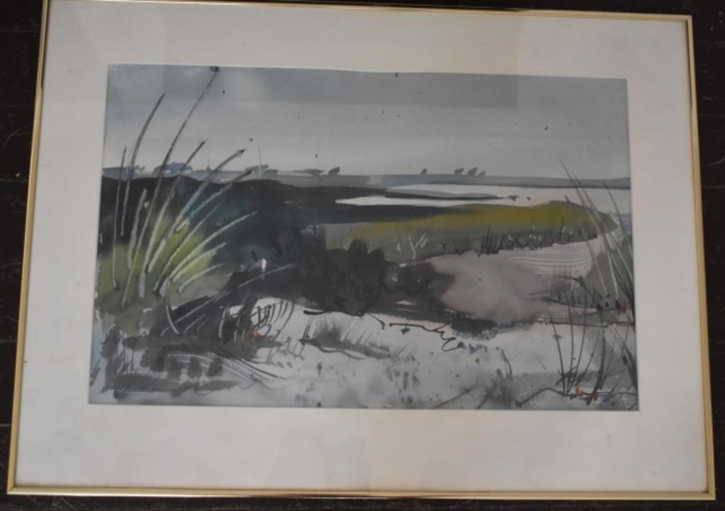 Bernard Levy Watercolor "Beaches & Grass"