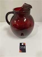 9" Ruby Red Glass Pitcher