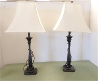 PAIR OF TABLE LAMPS, 31" TALL, METAL BASE