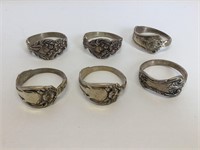 Group of 6 Silver Plate Napkin Rings