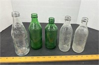 5 Non-refundable Pop Bottles, Coca-Cola, 7-Up,