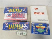 (4) Sealed Sets of Baseball Cards plus binder of