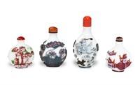 Group of 4 Chinese Peking Glass Snuff Bottles