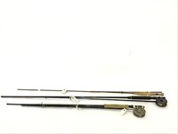 Lot of 3 Fishing Rods Including Silver