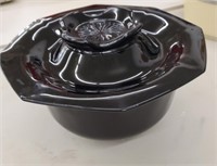 Black glass bowl with elegant lid