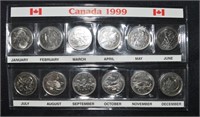 RCM 1999 12 Month .25c Uncirculated Coins