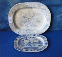Two Blue and White China Platters
