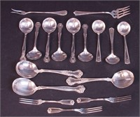 17 pieces of sterling silver flatware including