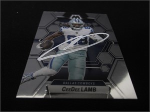 CeeDee Lamb signed football card COA