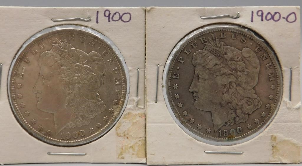 2 Morgan Silver Dollar Coins 1900