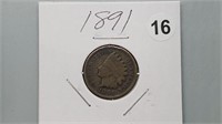 1891 Indian Head Cent rd1016