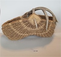 Handwoven Basket with Deer Antler