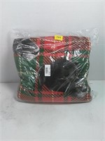 New red and green fleece lined blanket