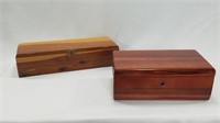 Lot of 2 Small Cedar Boxes / Mini Chests