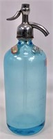 Seltzer bottle, blue glass, Liberty Beverage - NJ,