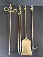 Group of brass fire place tools