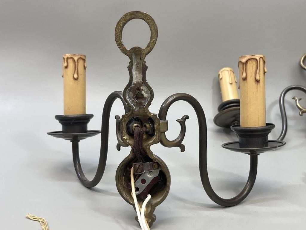 2 Brass Candlestick Wall Sconce Light Fixtures