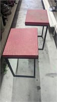 Set of 2 Red & Black End Tables