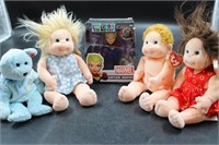 CAPTAIN MARVEL & 4 TY BEANIE BABY KIDS