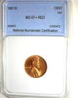 1957-D Cent MS67+ RD LISTS $5500
