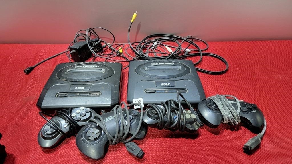 2 sega Genesis consoles 4 controllers and more