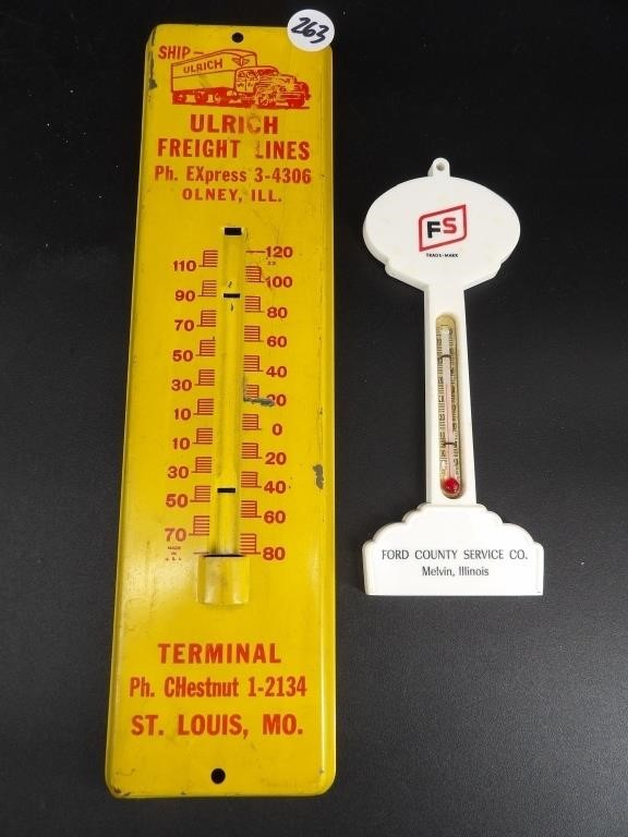 LOT (2) Advertising Thermometers - Farm Service