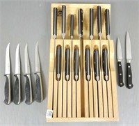 Group of 9 Wusthof & 10 Henckels knives with