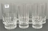 7 Baccarat cut glasses - Six 5 1/2" waters & one