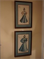 Vintage Framed Wall Art -- Fashionable Ladies