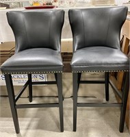 Pair of Black 'Leather' Bar Stools