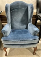 Blue Velvet Wing Back Chair