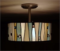 Mid Century Stained Glass Pendant Ceiling Light