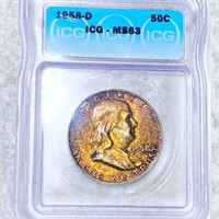 1958-D Franklin Half Dollar ICG - MS63