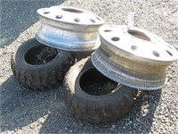 Assorted Aluminum Rims and Quad Tires