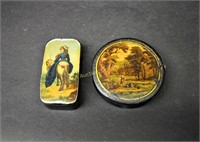 2 Antique Lacquer Snuff Boxes 19th Century