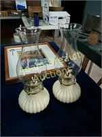 2 vintage porcelain oil lamps