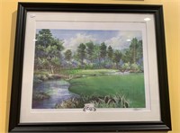 Framed print of the 18th hole - golf course CW.