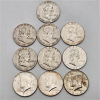 Franklin & Kennedy Silver Half Dollars (8)
