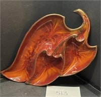 Mid-Century Orange Leaf Shape Glazed Ceramic dip